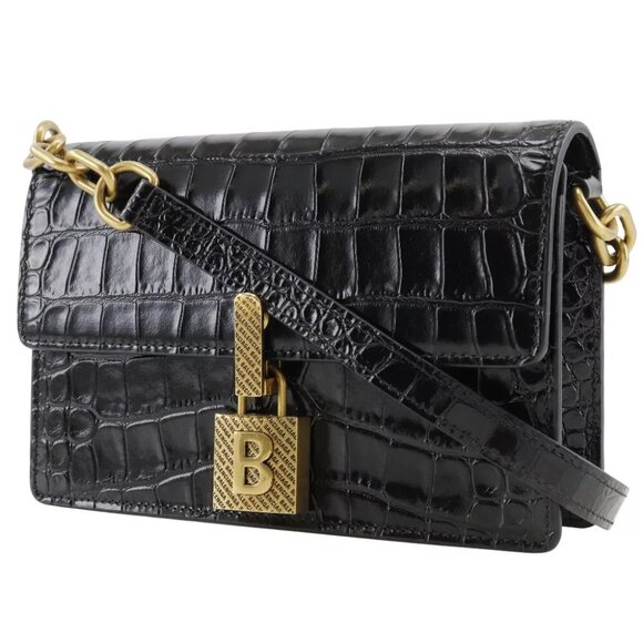 BALENCIAGA Mini Shoulder Shoulder Bag 2-way clutch black Embossed Leather ... - Picture 6 of 9